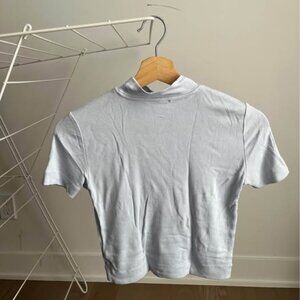 Babaton Ribbed Short-Sleeve Mock Neck Top